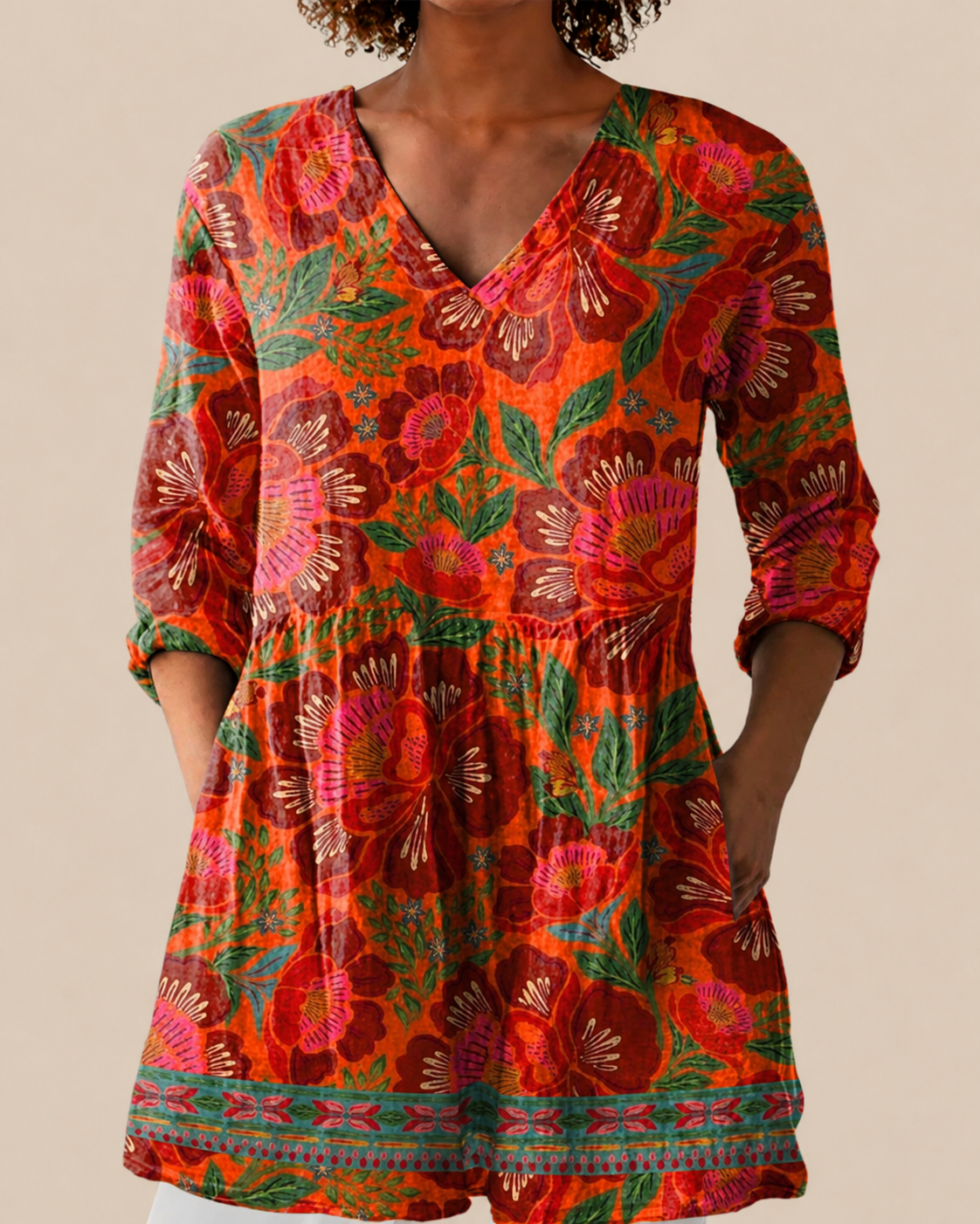 Kaia | Lange Blouse met Indrukwekkend Patroon