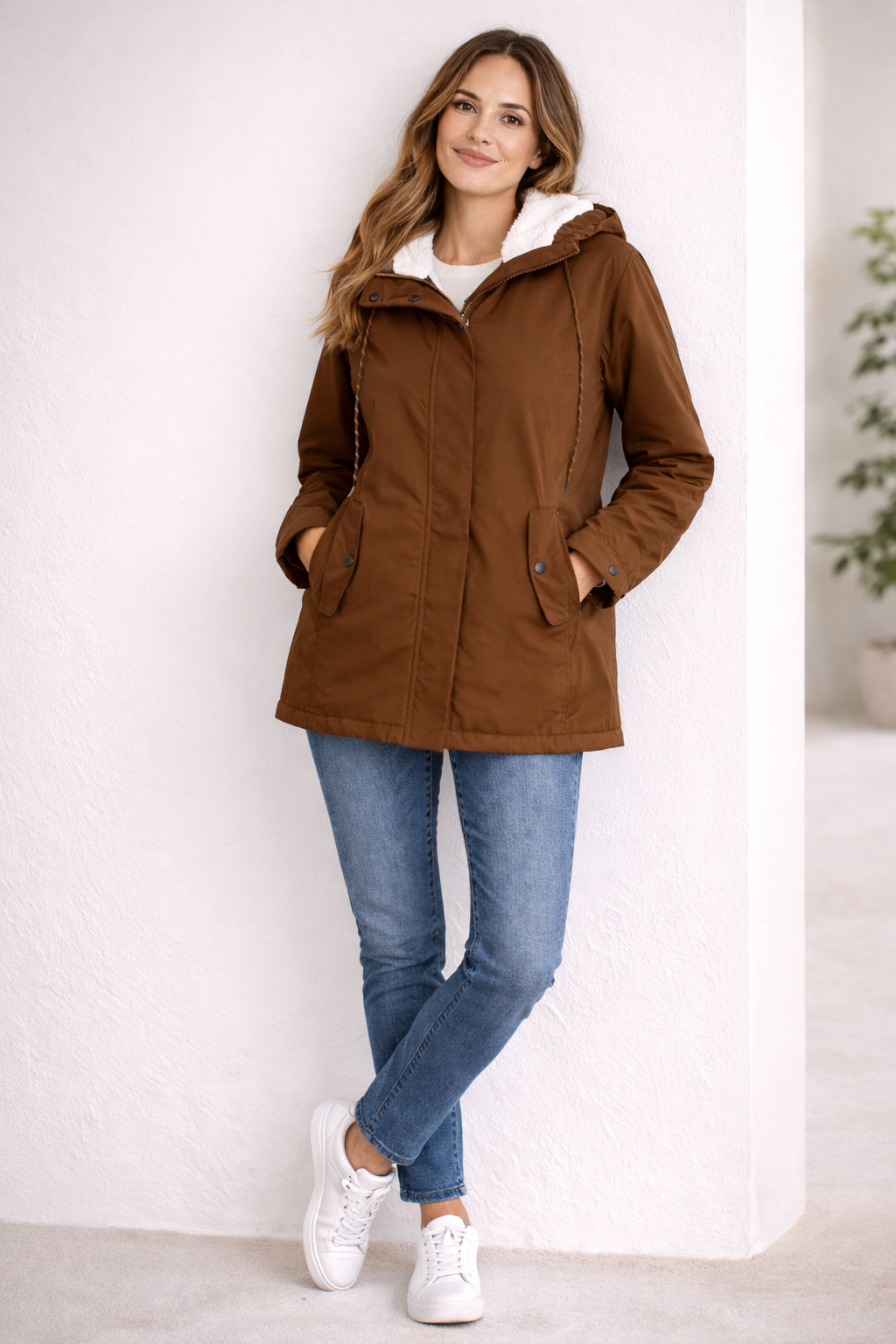 Lange Winterjas Met Capuchon & Voering