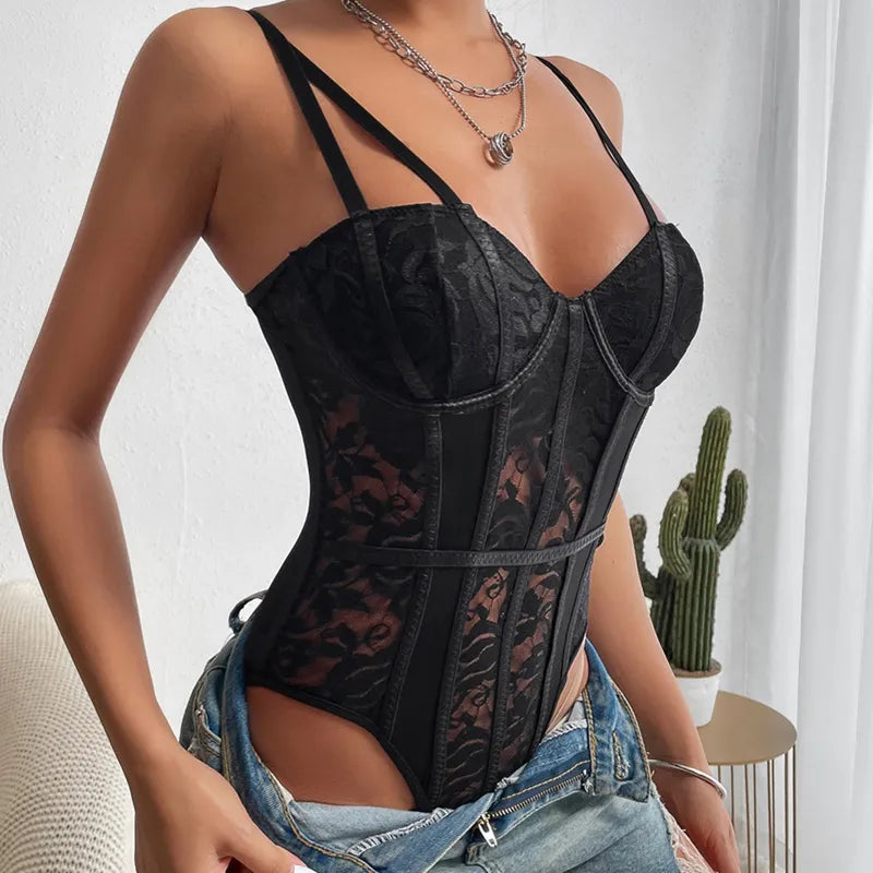 Laluna® | Geborduurde Korset Bodysuit