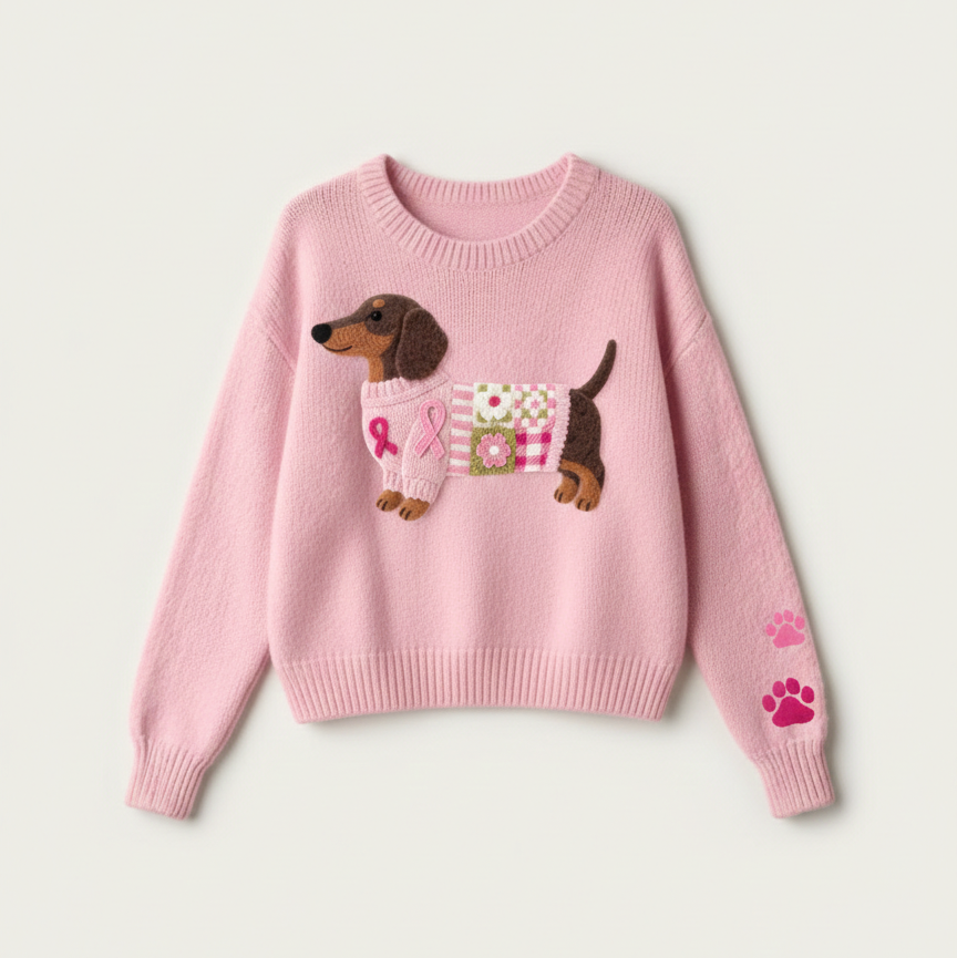 Mila – Wollen trui met vilten teckel