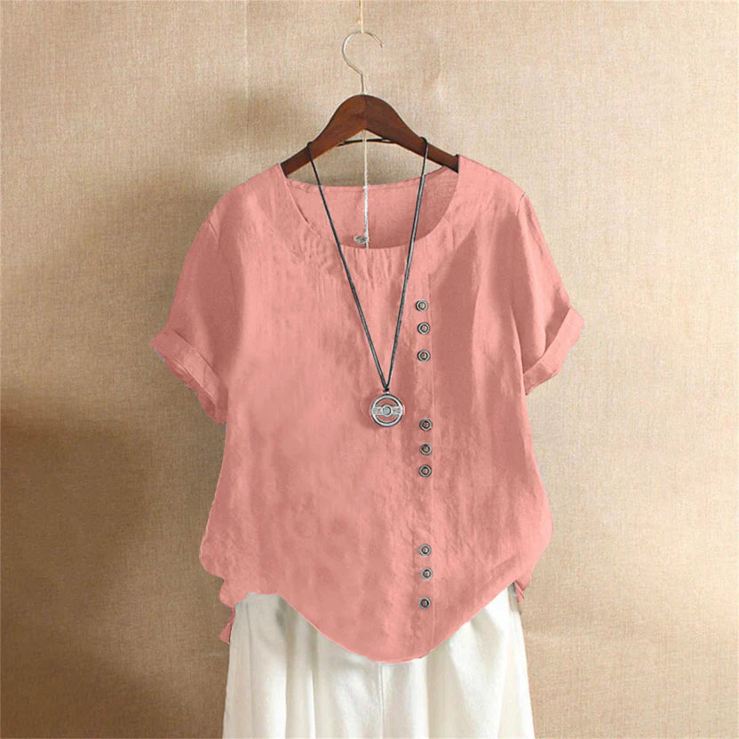 Damesblouse van linnen met decoratieve knopen