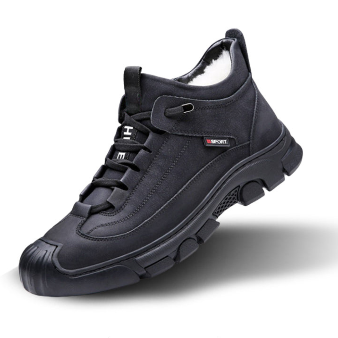 Leren herensneaker met voering van kunstwol