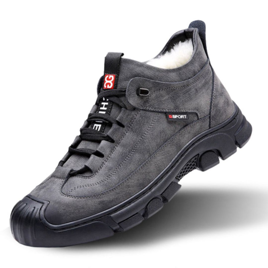 Leren herensneaker met voering van kunstwol