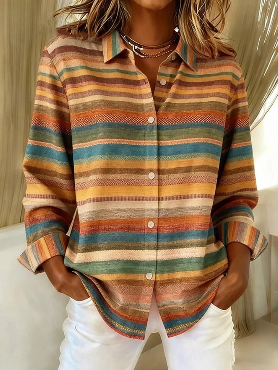 Laluna® | Geruite Damesblouse met Lange Mouwen