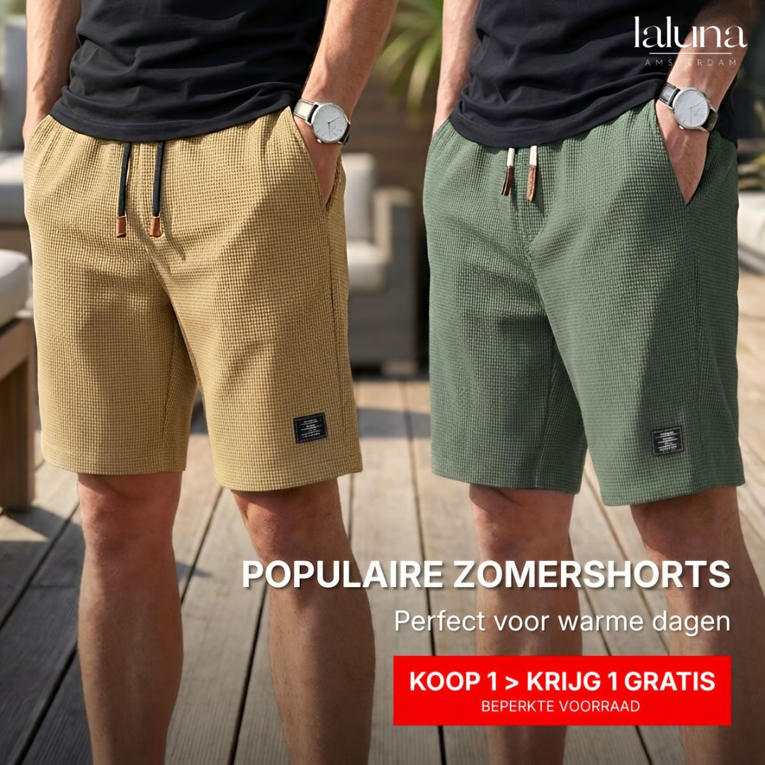 Korte broek heren | Comfortabele zomer short met elastische taille | 1+1 GRATIS