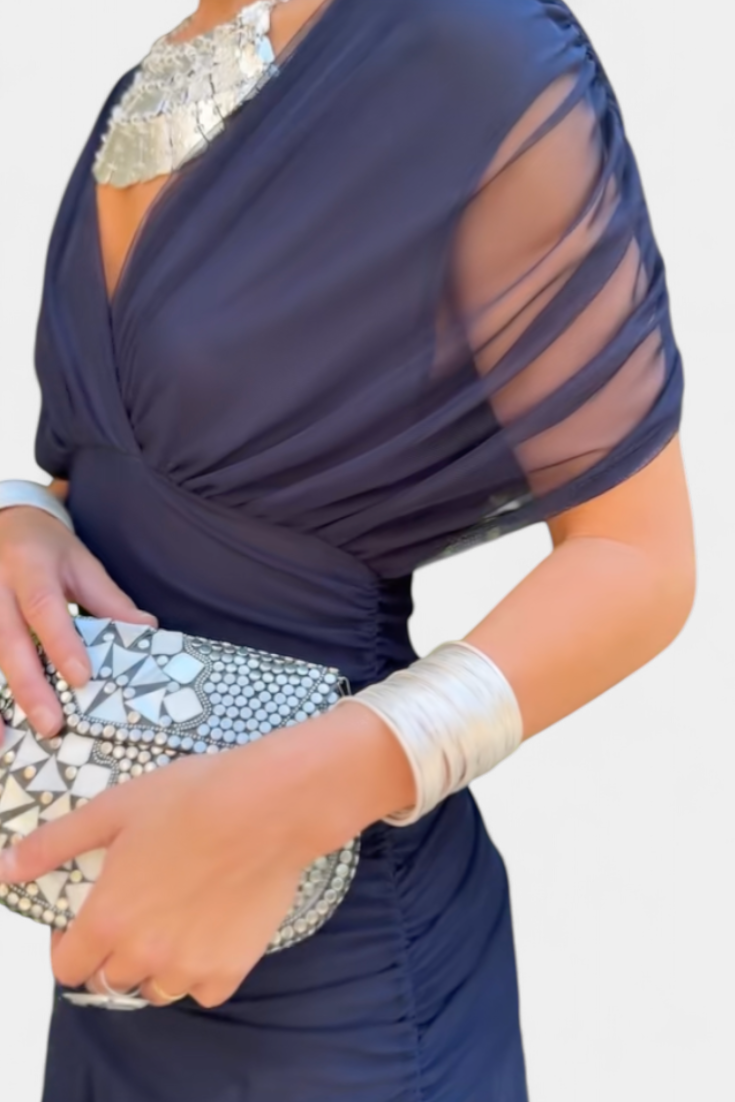 Laluna® | Lange jurk met bloemenprint en V-halslijn