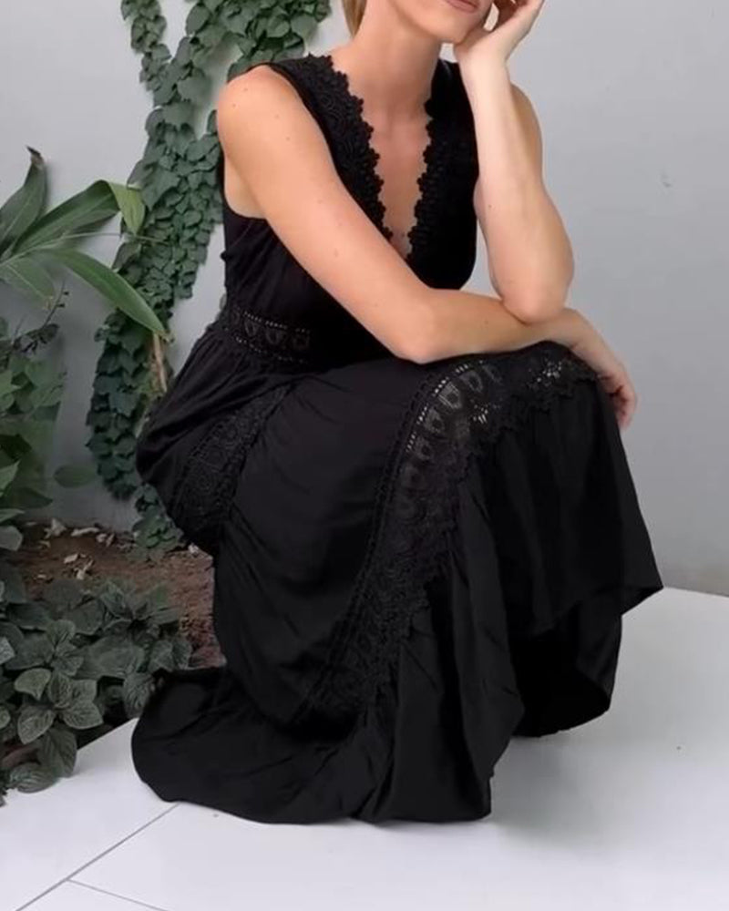 Laluna® | Jurk met V-hals en kant