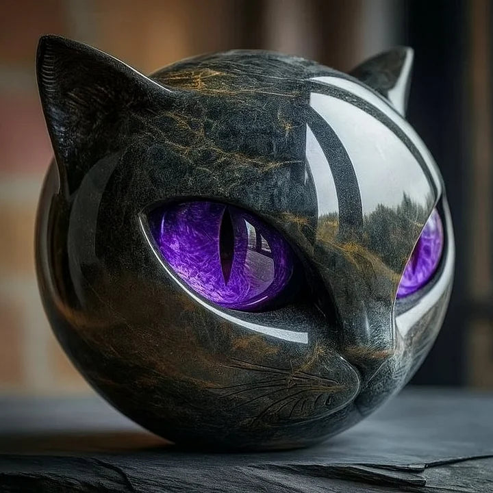 NyxCharm - Mystieke Zwarte Kat Hoofd Sculptuur