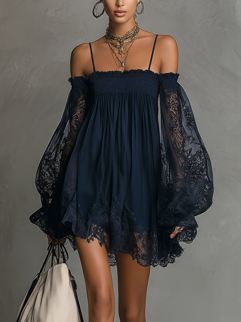 Naomi • Mini-jurkmet off-shoulder halslijn