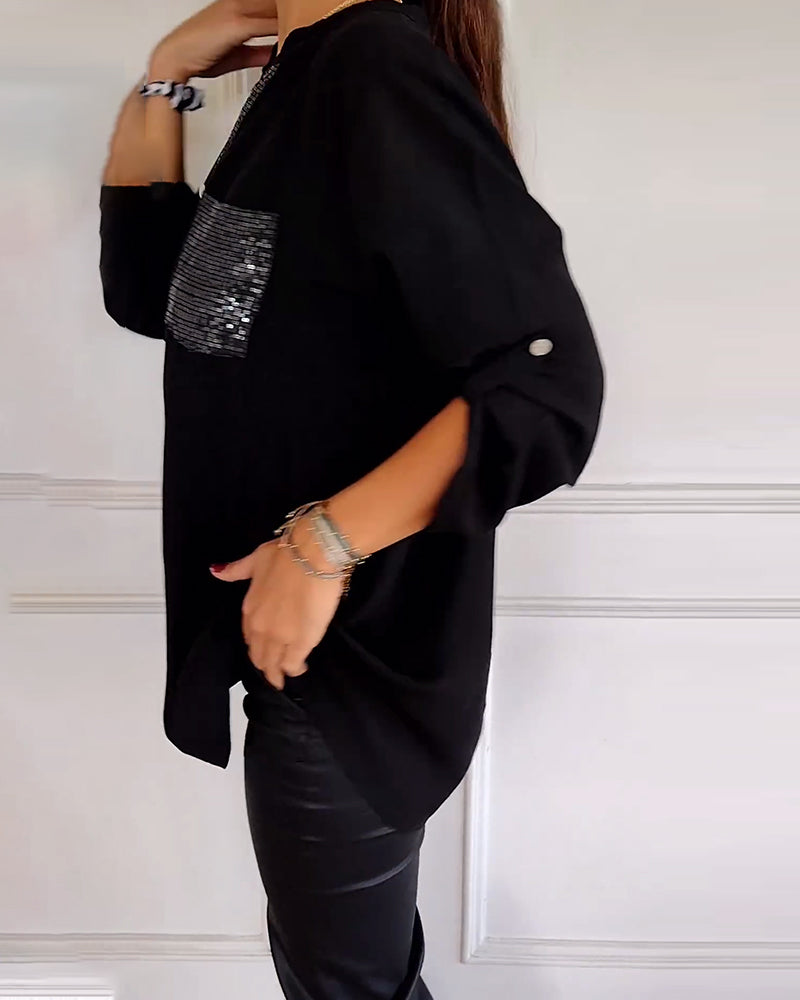 Casual Top met Pailletten Details