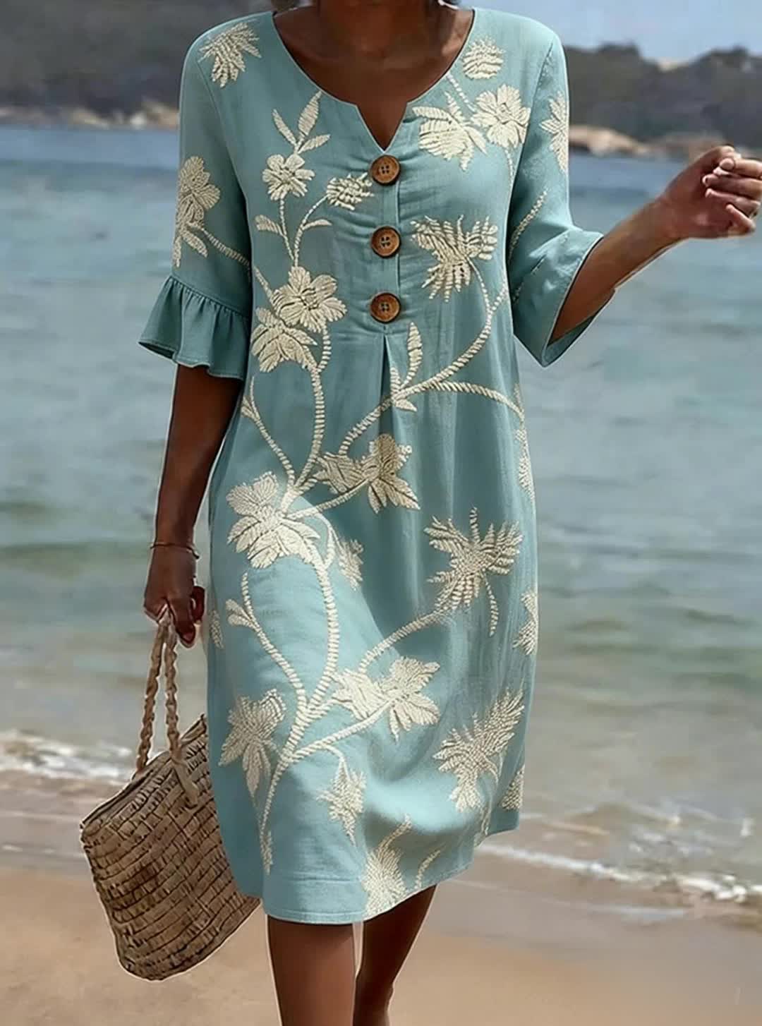 Vrouwen casual jurk met bloemenprint