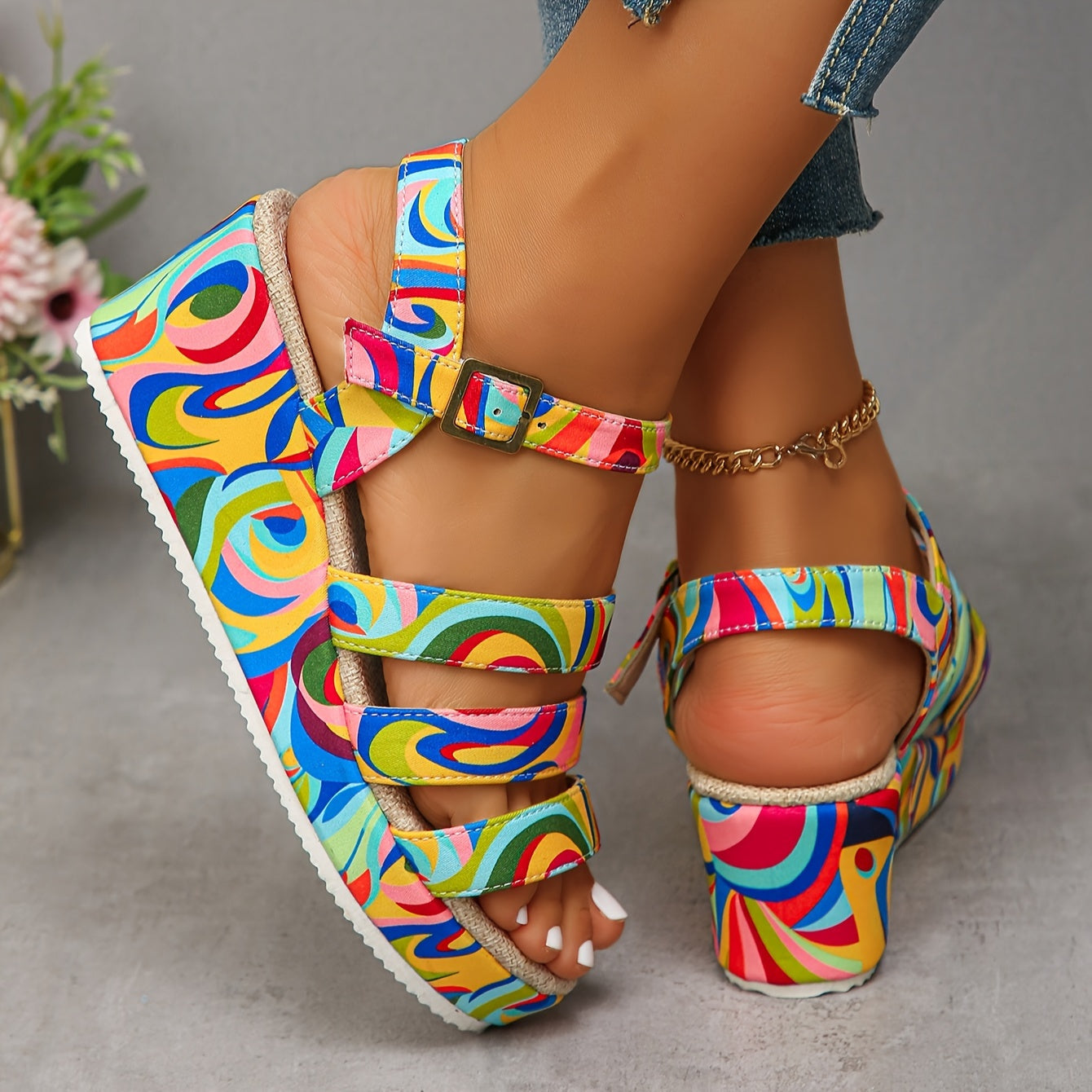 Séverine - Platform sandalen met enkelband