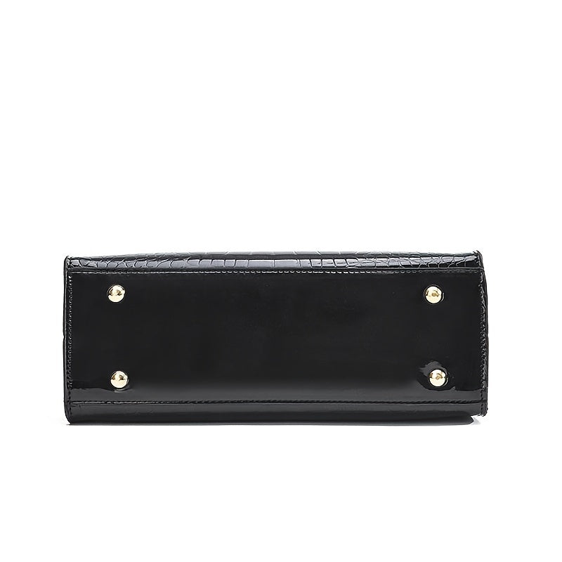 Laluna® | Glanzende Krokodillenleer Handtas