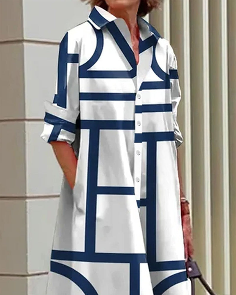 Laluna® | Jurk met zakken en geometrische print