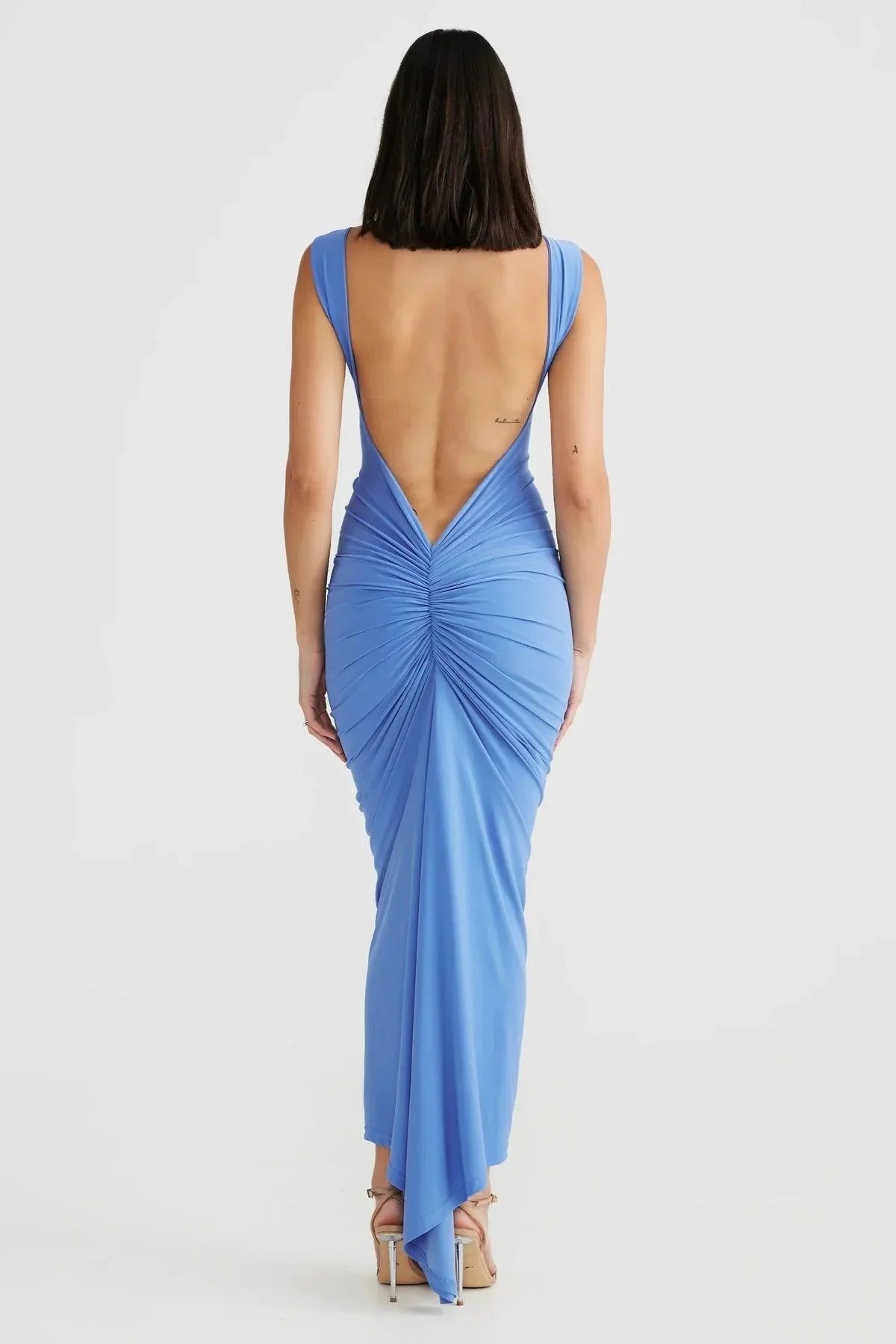Laluna® | Backless Lang Geplooide Jurk