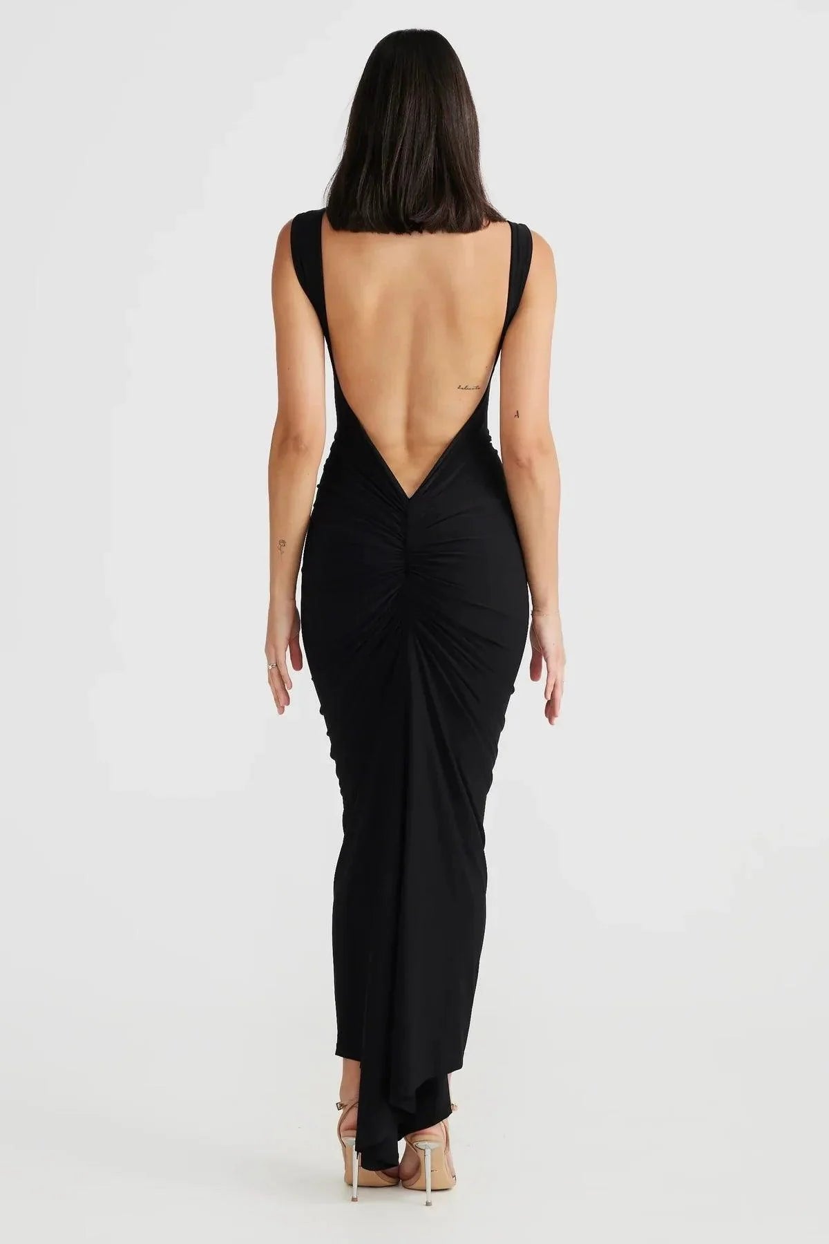 Laluna® | Backless Lang Geplooide Jurk
