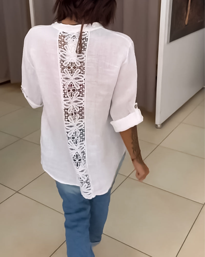 Effen shirt met zakken en eenvoudige knopen