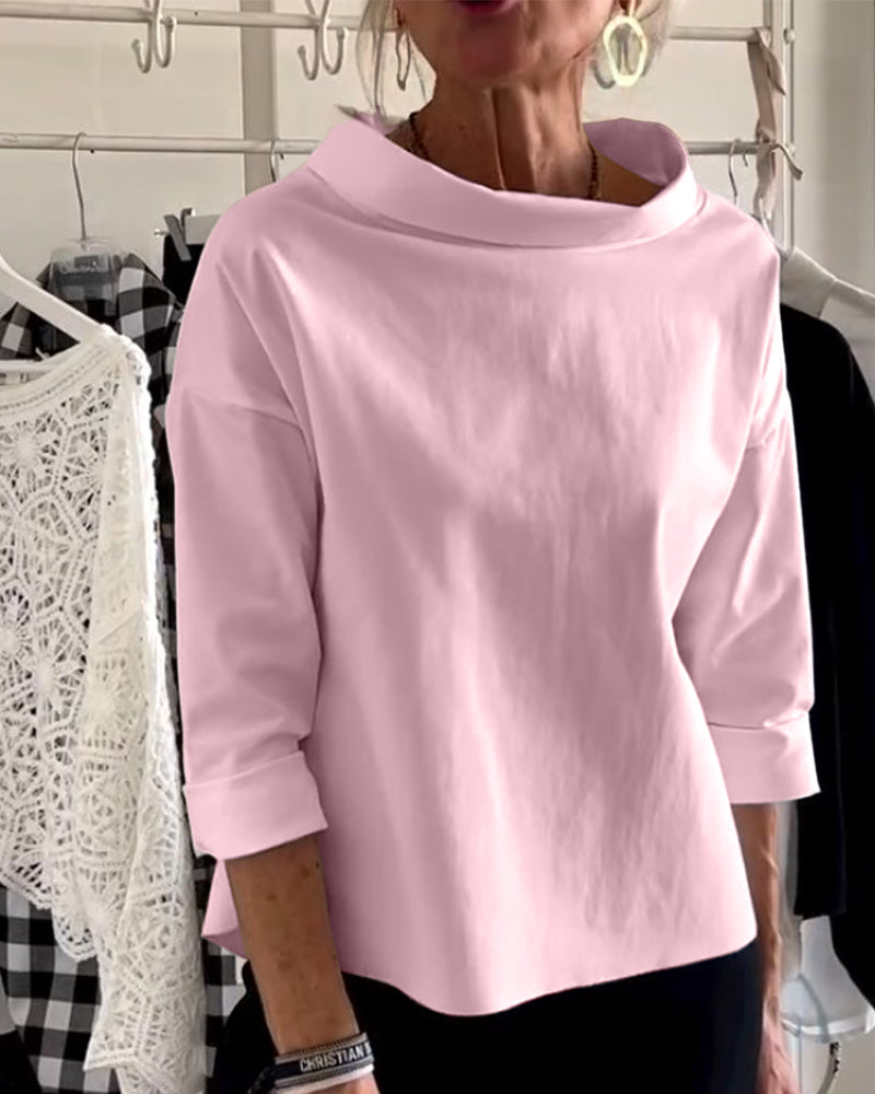 Laluna® | Casual top met effen revers