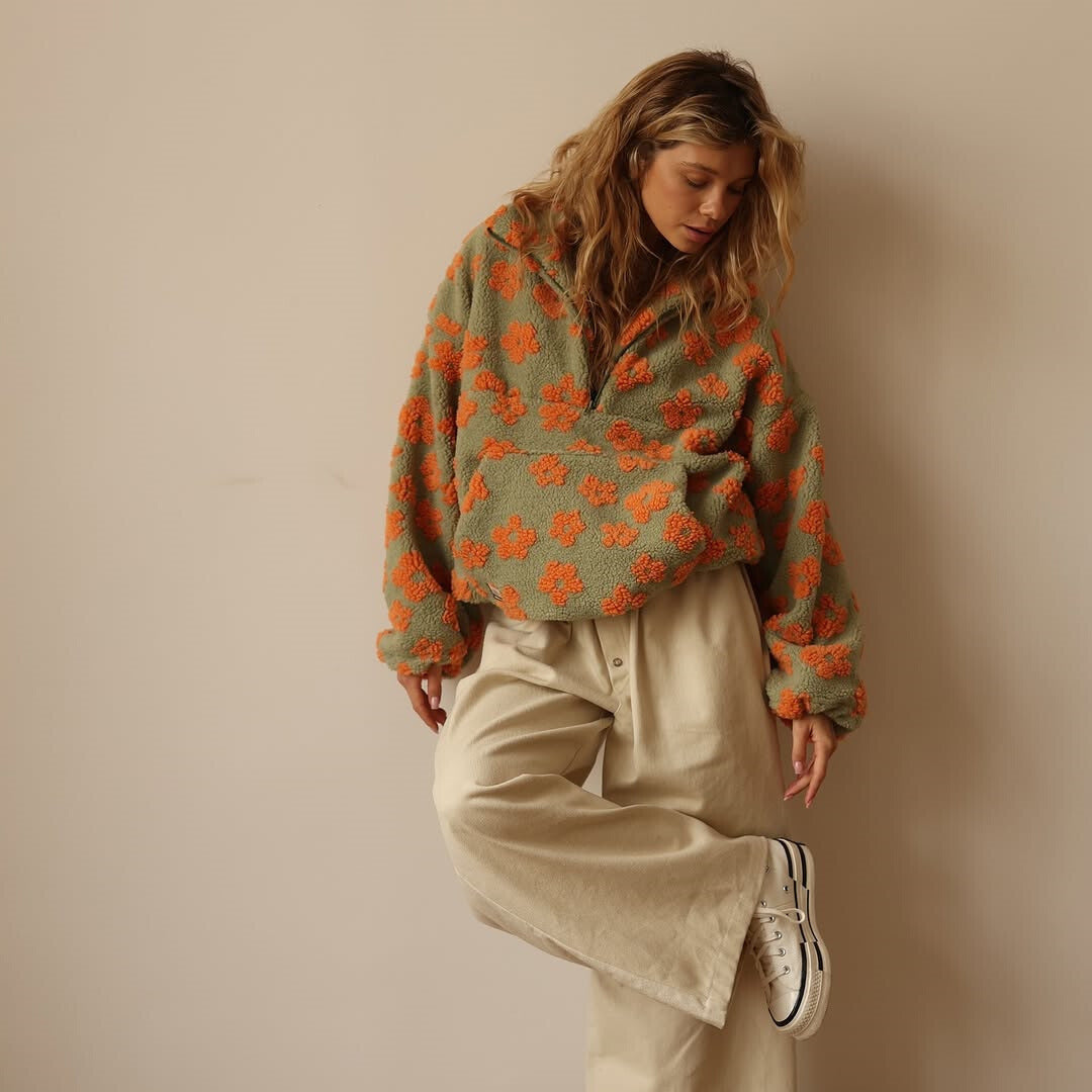 Laluna® | Fleece trui met bloemenprint