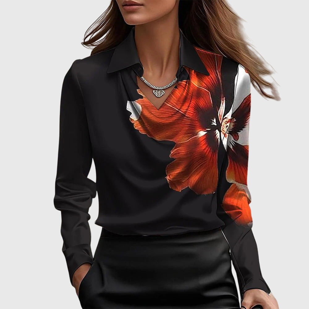 Laluna® | Elegante glanzende satijnen blouse
