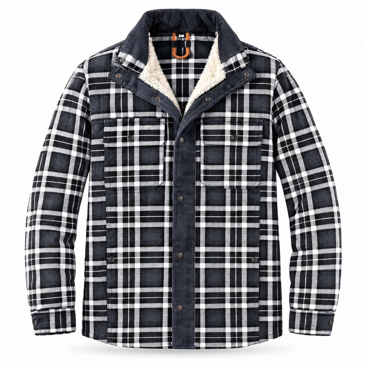 Geruite Flanellen Jas met Fleece Voering - Grijs