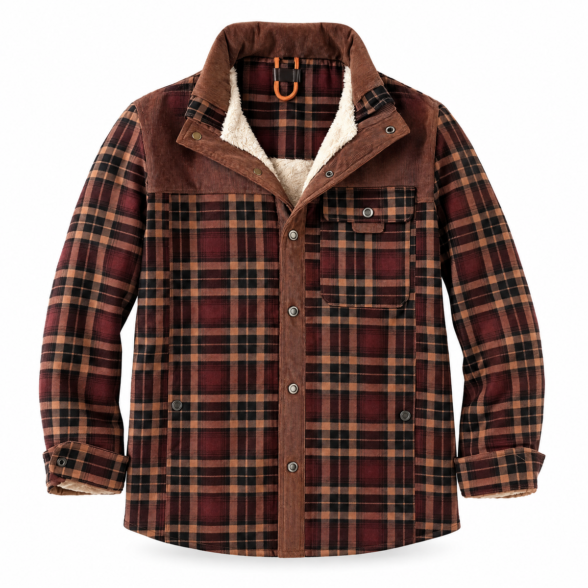 Geruite Flanellen Jas met Fleece Voering - Bruin