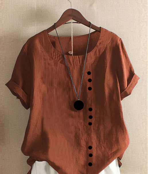 Damesblouse van linnen met decoratieve knopen