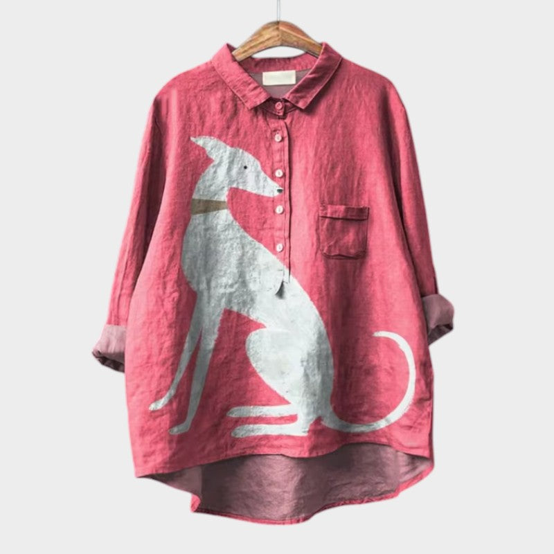 Laluna® | Exclusieve Damesblouse met Hondenprint