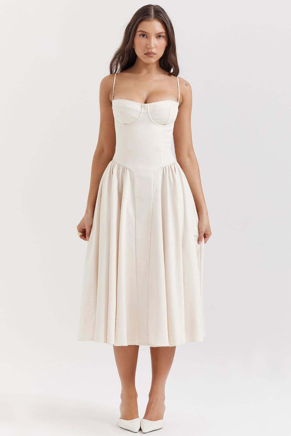 Laluna® | Twill Korset Midi Jurk