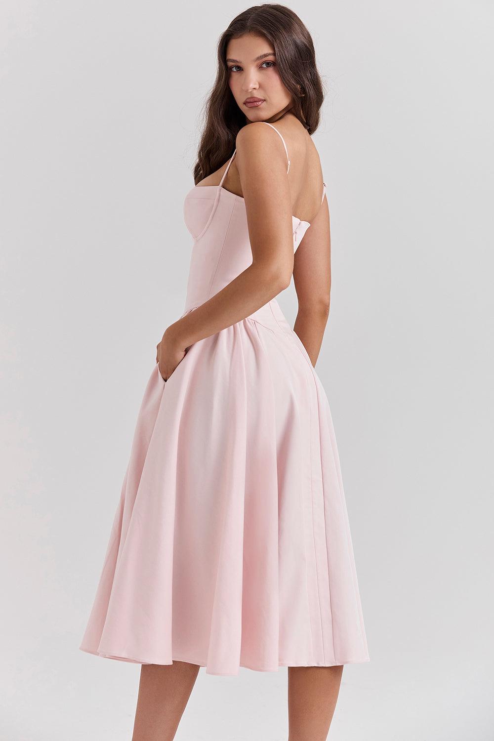 Laluna® | Twill Korset Midi Jurk