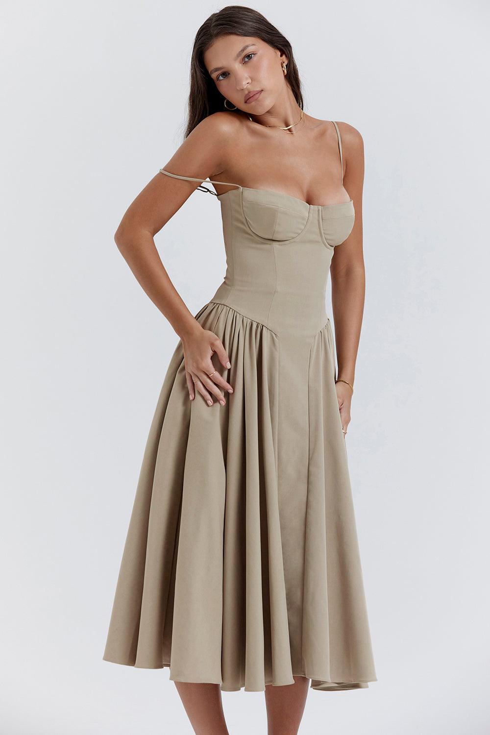 Laluna® | Twill Korset Midi Jurk