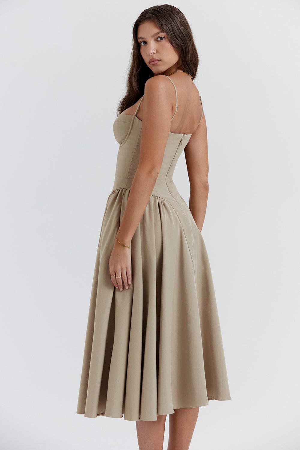 Laluna® | Twill Korset Midi Jurk