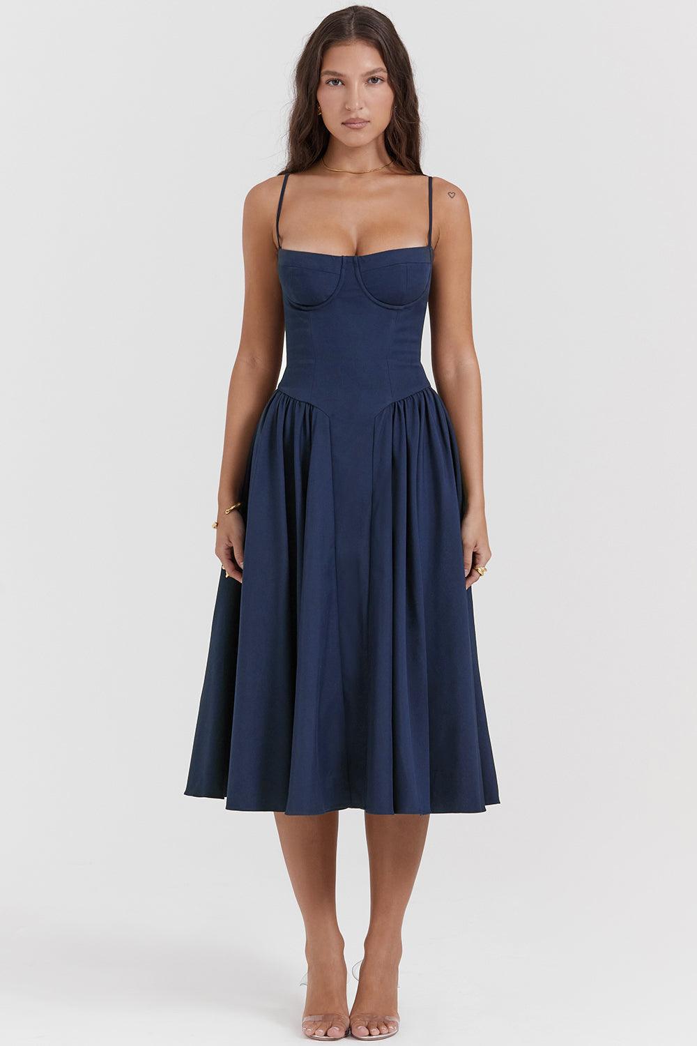 Laluna® | Twill Korset Midi Jurk