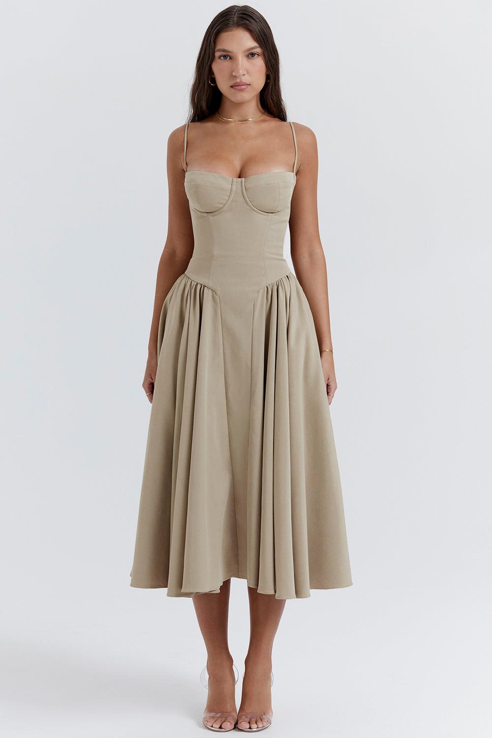 Laluna® | Twill Korset Midi Jurk