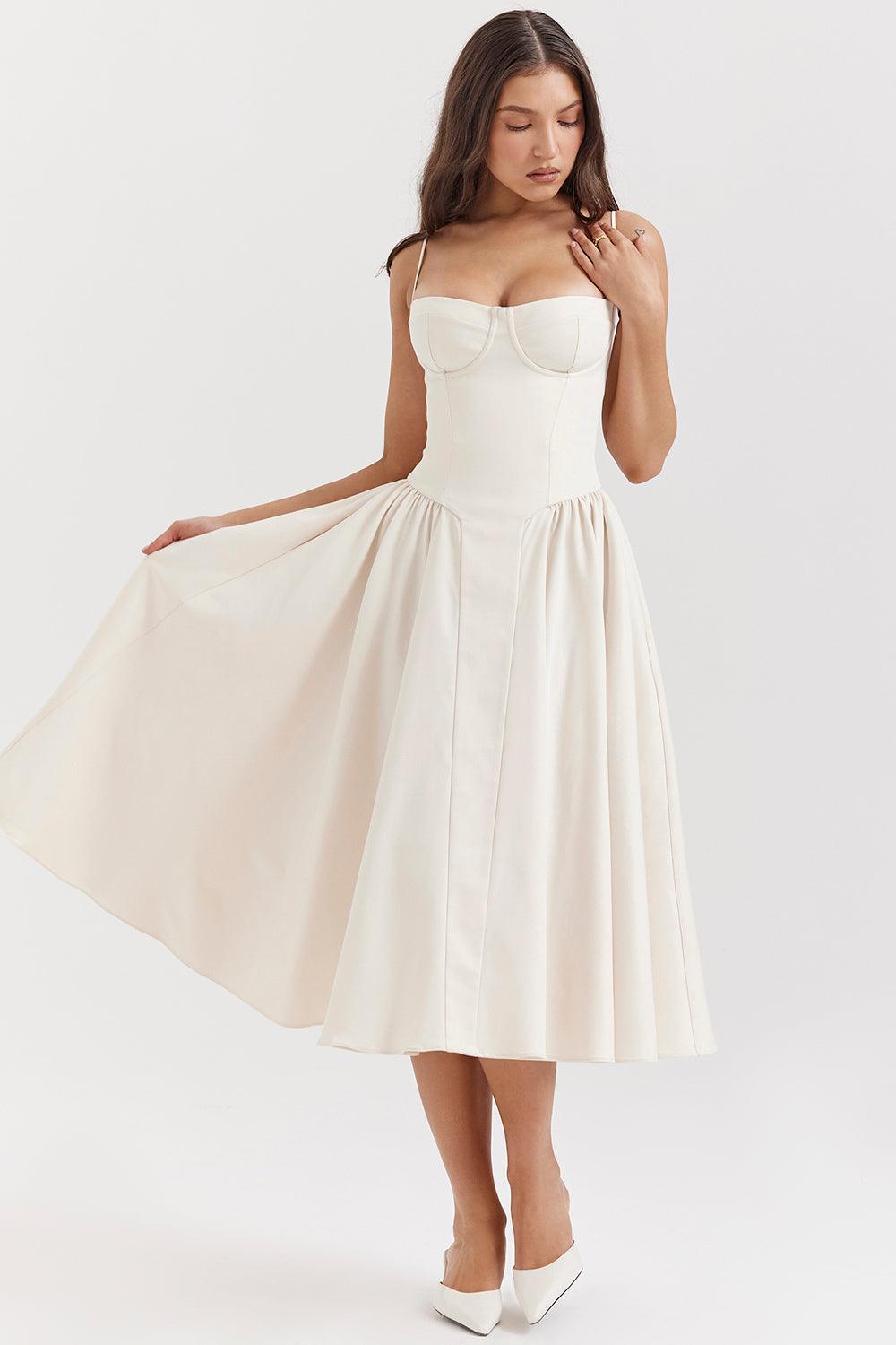 Laluna® | Twill Korset Midi Jurk