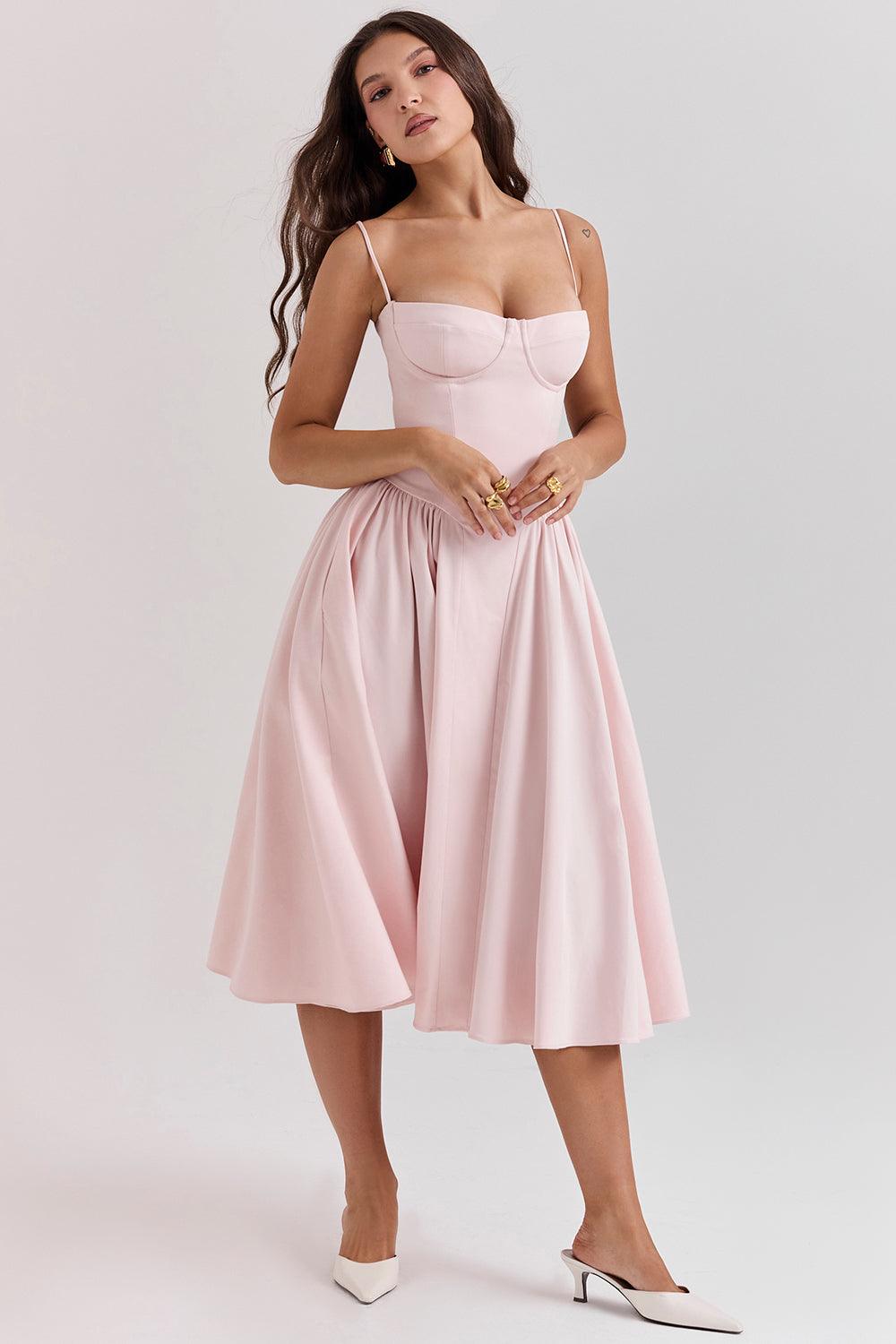 Laluna® | Twill Korset Midi Jurk