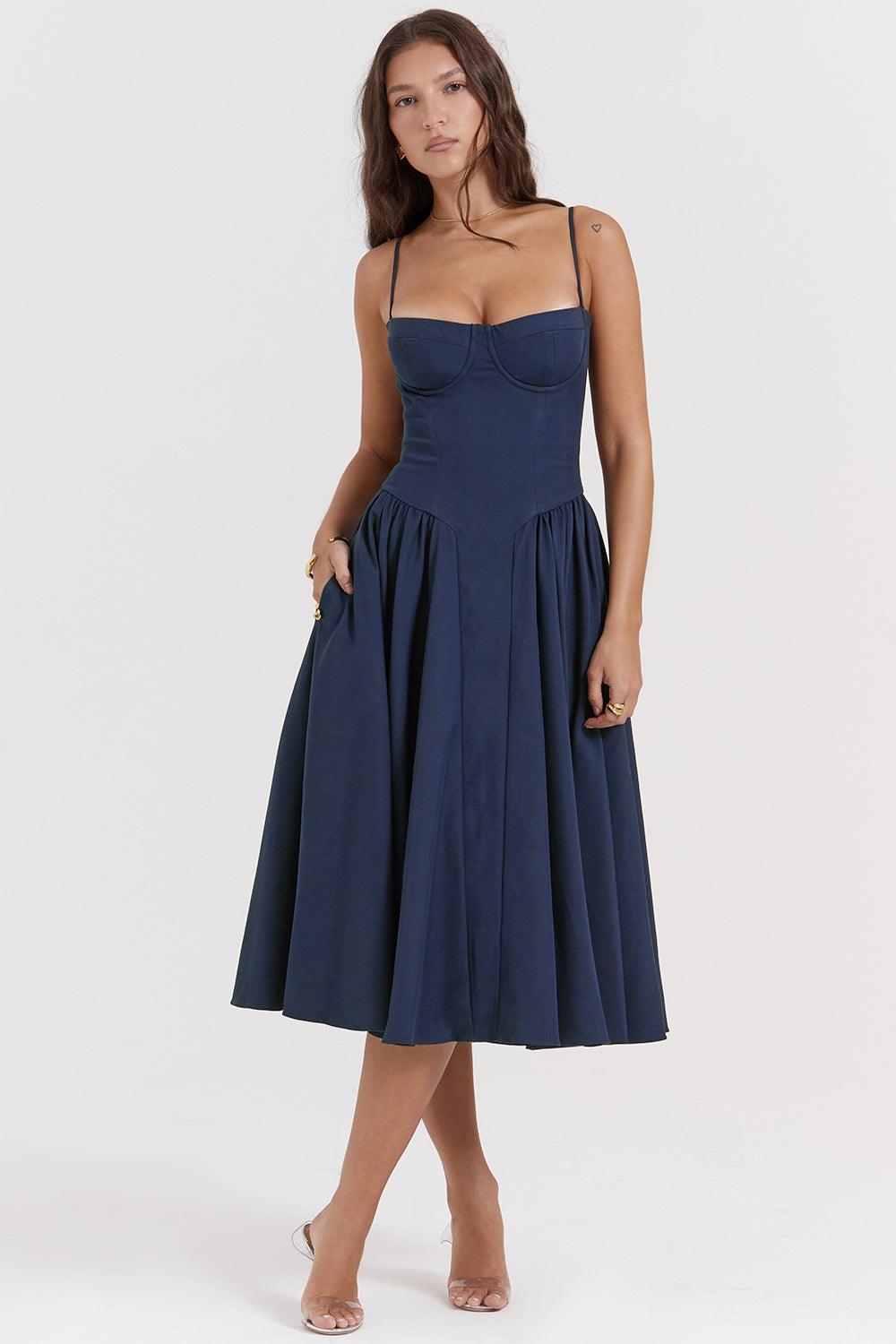 Laluna® | Twill Korset Midi Jurk