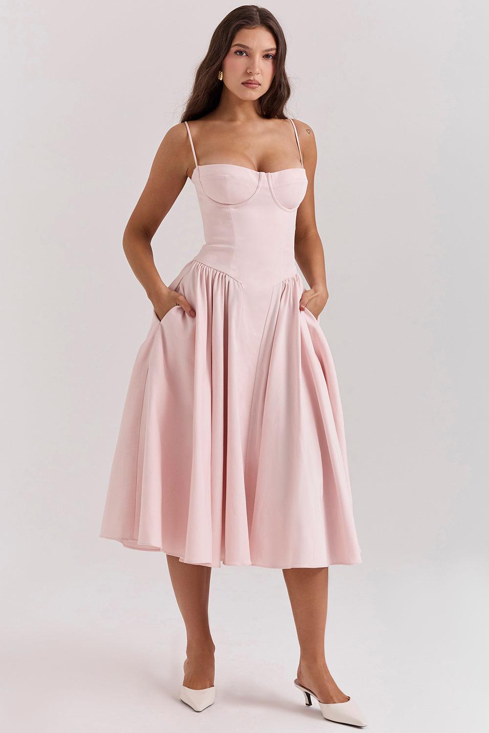 Laluna® | Twill Korset Midi Jurk