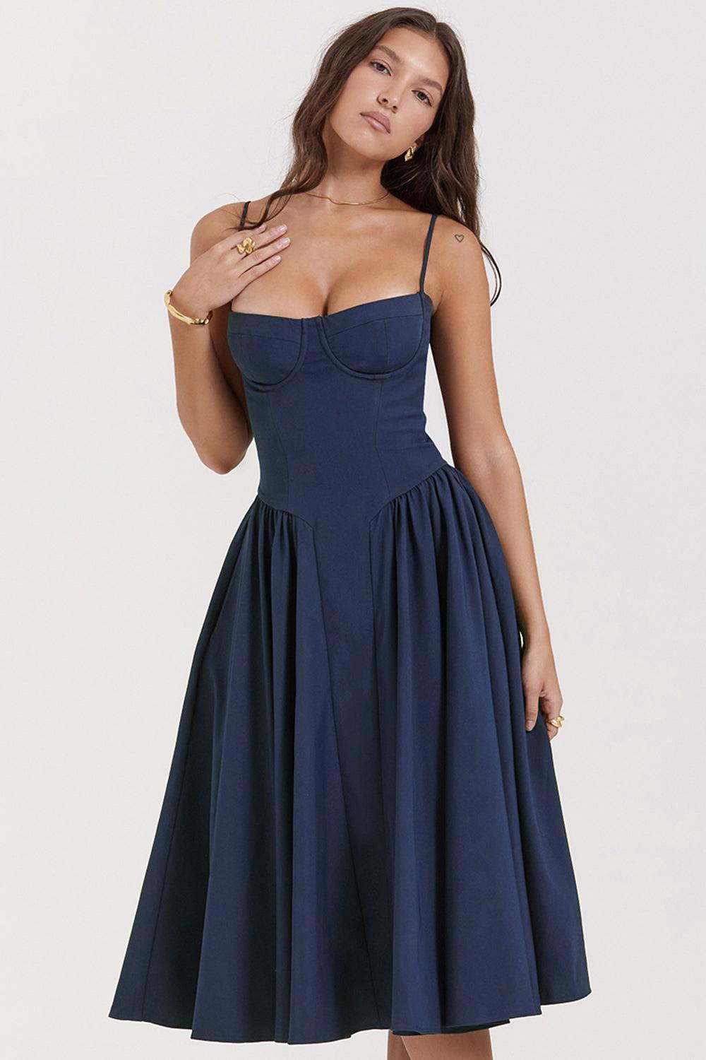 Laluna® | Twill Korset Midi Jurk