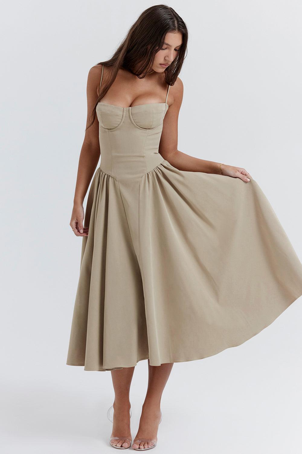 Laluna® | Twill Korset Midi Jurk