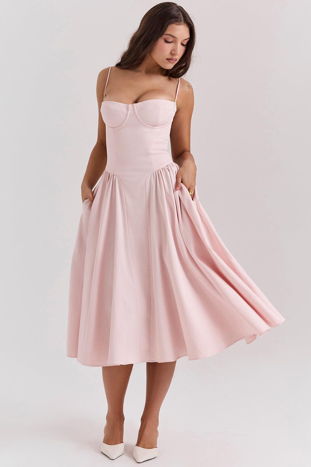 Laluna® | Twill Korset Midi Jurk