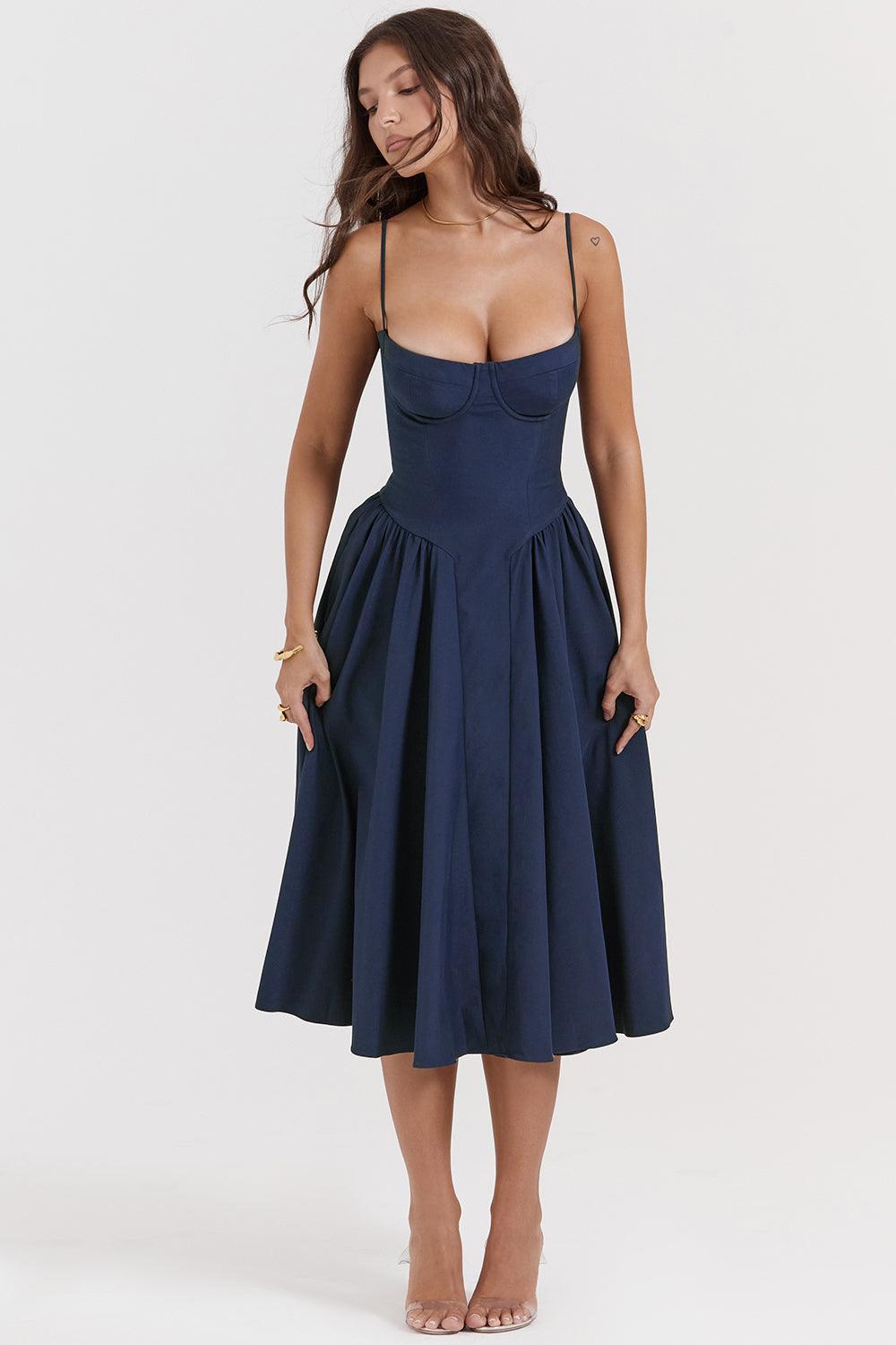 Laluna® | Twill Korset Midi Jurk