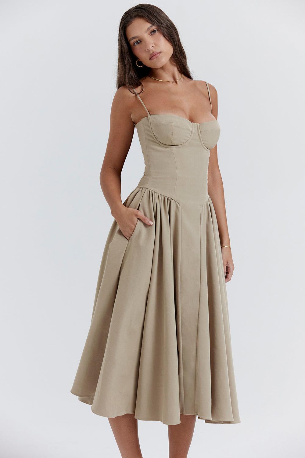 Laluna® | Twill Korset Midi Jurk