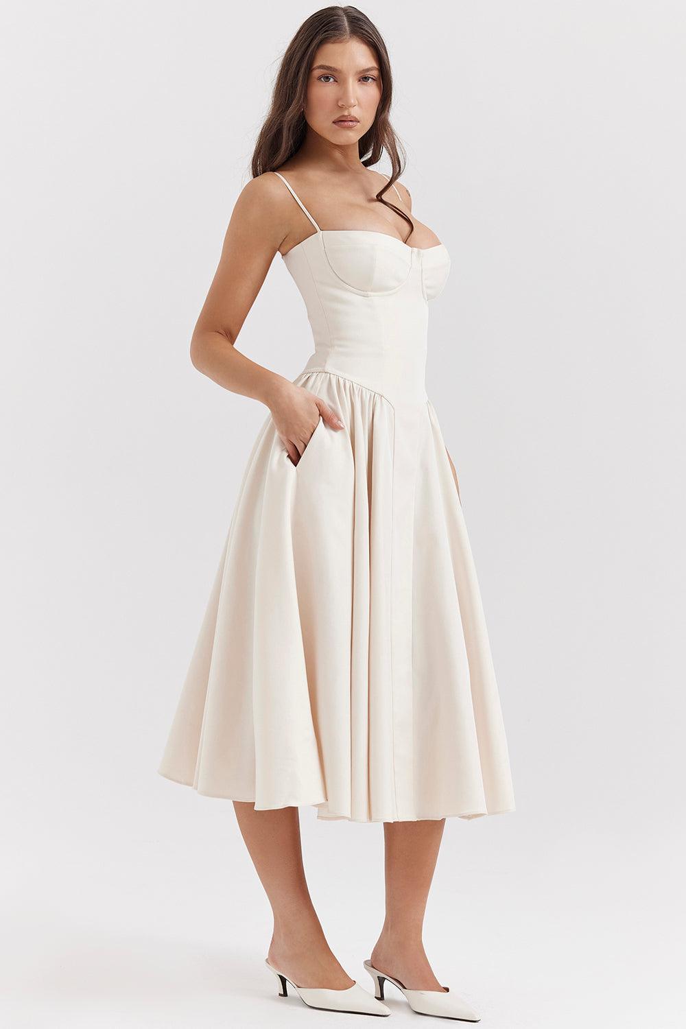 Laluna® | Twill Korset Midi Jurk