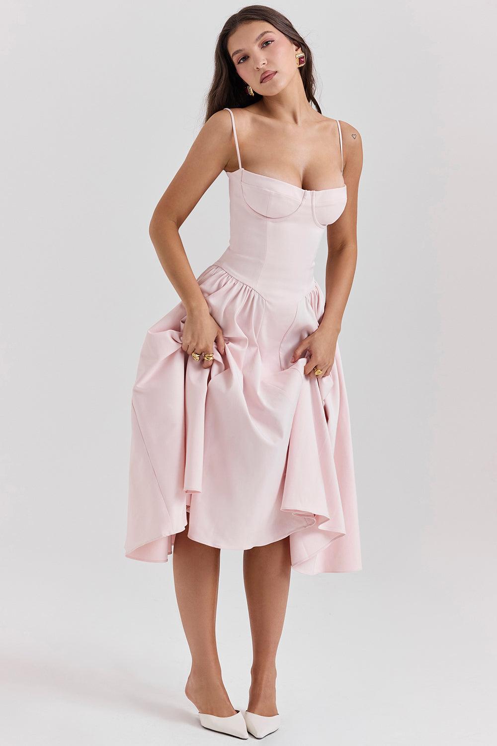 Laluna® | Twill Korset Midi Jurk