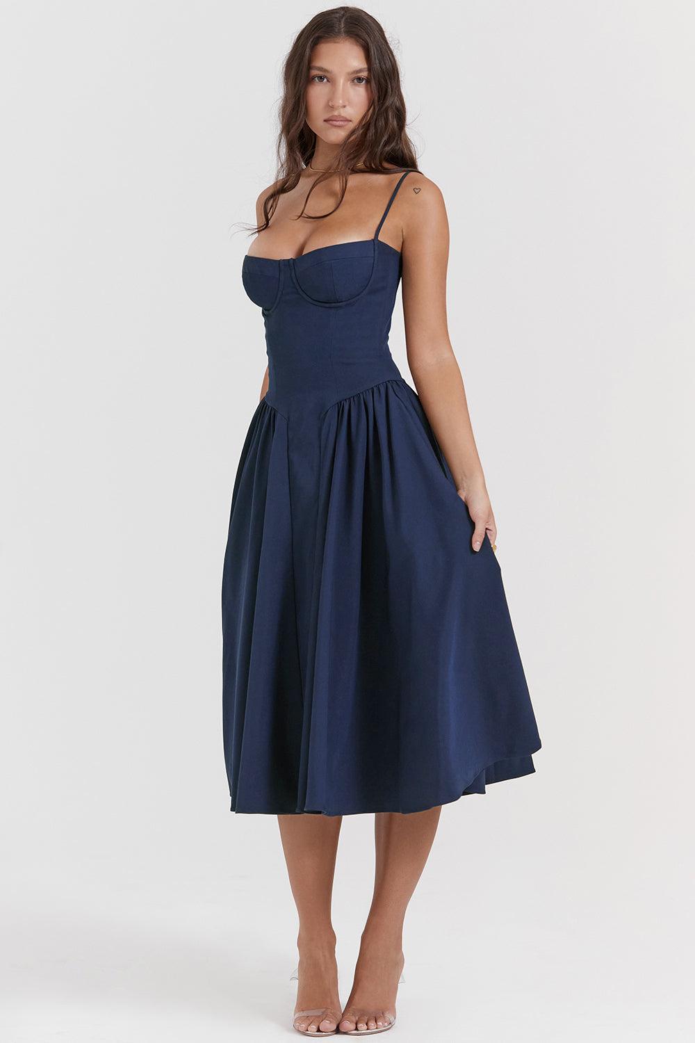 Laluna® | Twill Korset Midi Jurk