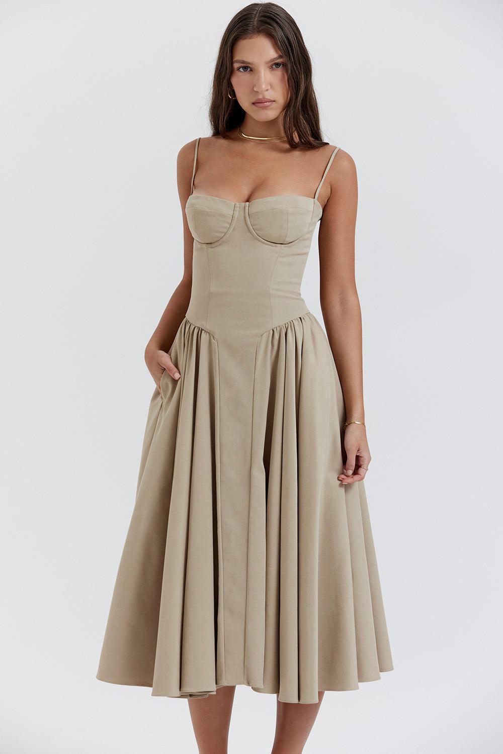 Laluna® | Twill Korset Midi Jurk