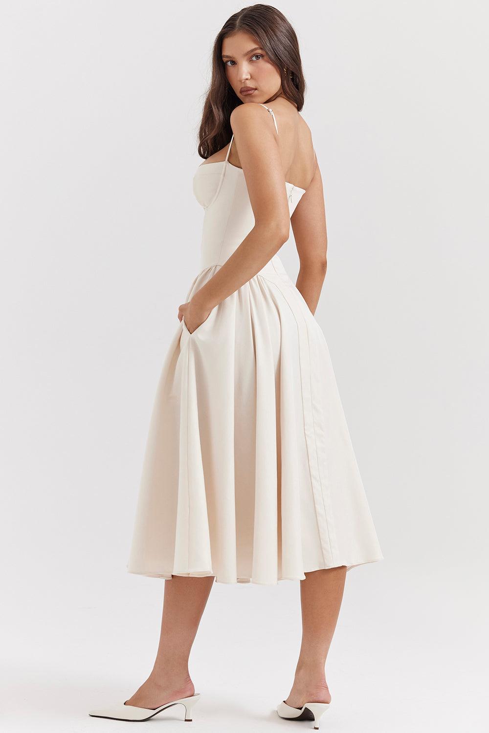 Laluna® | Twill Korset Midi Jurk
