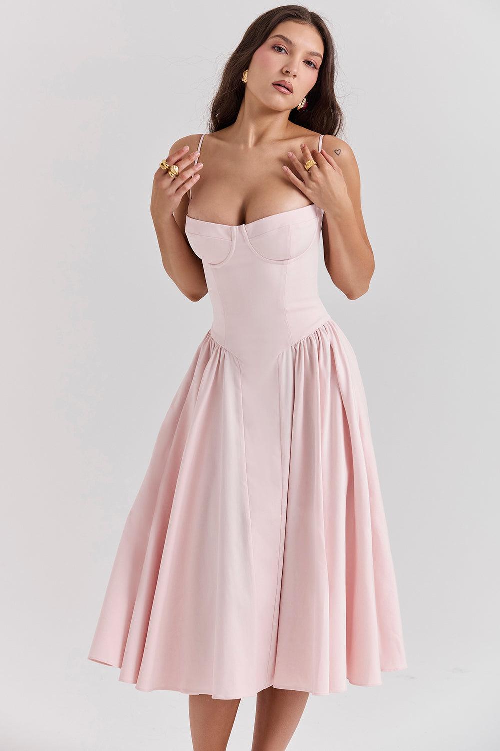 Laluna® | Twill Korset Midi Jurk
