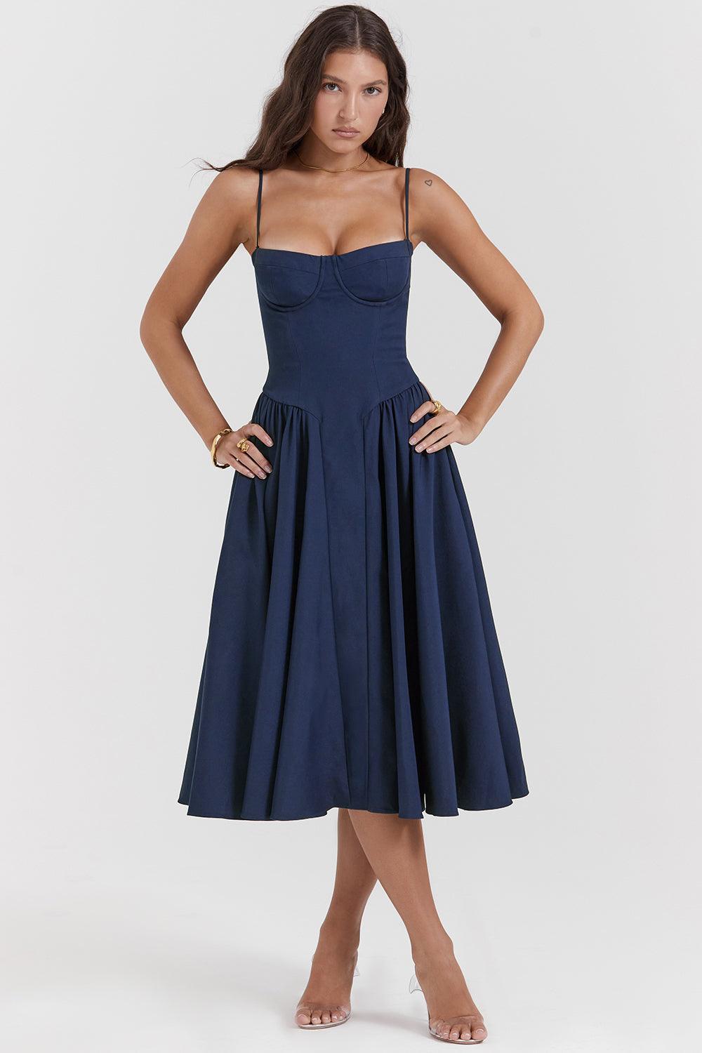 Laluna® | Twill Korset Midi Jurk